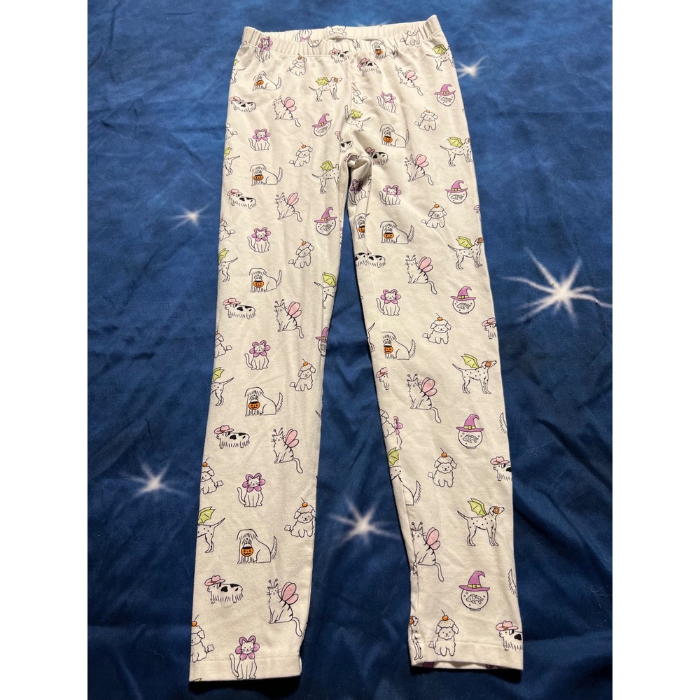 Cat & Jack Halloween Pets Leggings Girls L 10/12 Gray Costume Cats Dogs Print